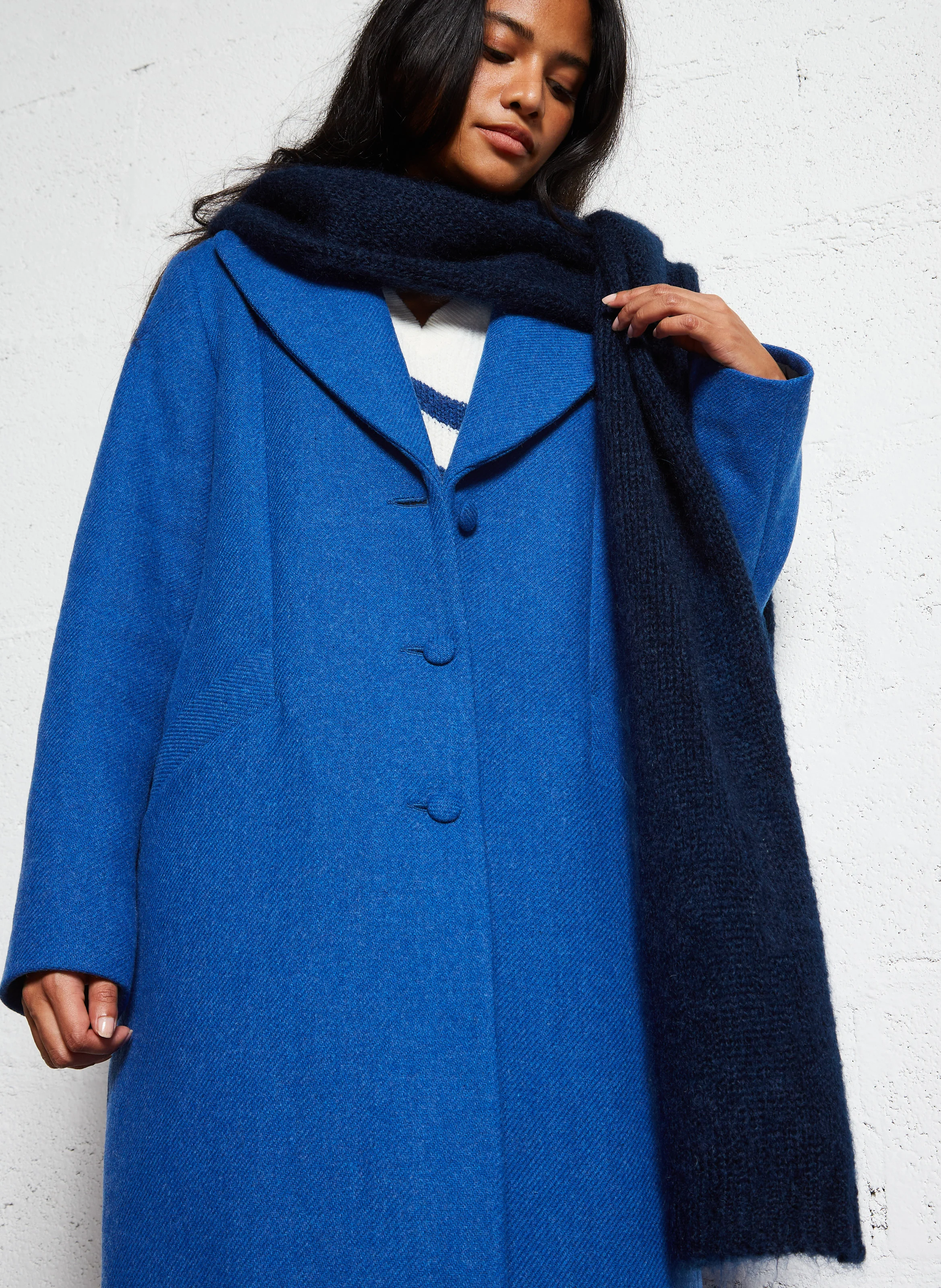 CHARLETTE - Echarpe en laine mélangée | Bleu