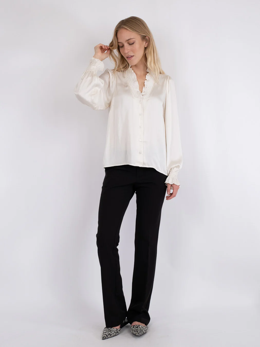 Neo Noir  Brielle Satin bluse - Off white