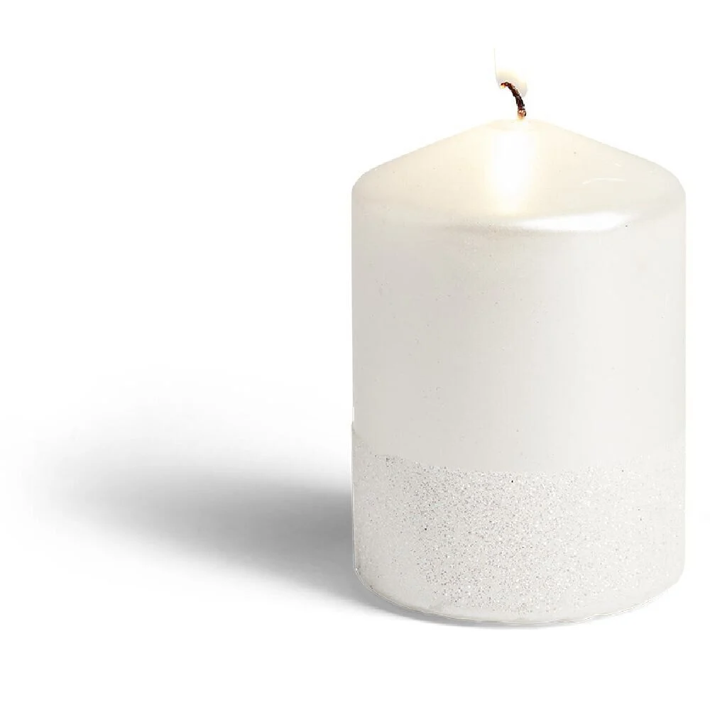 Bougie pilier pailleté blanc Ø7xH10 cm