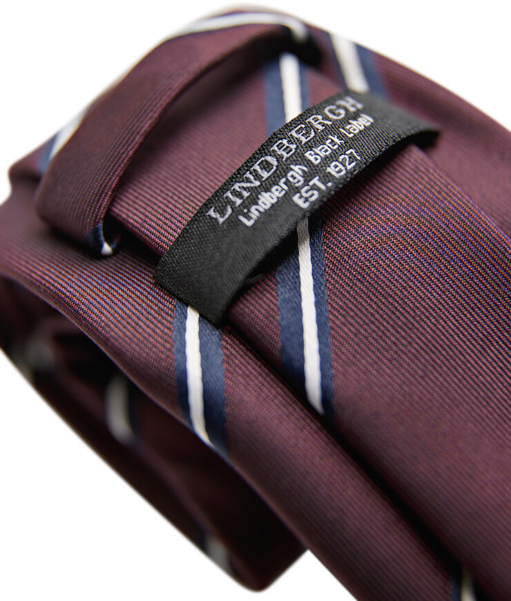 Lindbergh Polyester tie with stripe 7 cm Bordeaux