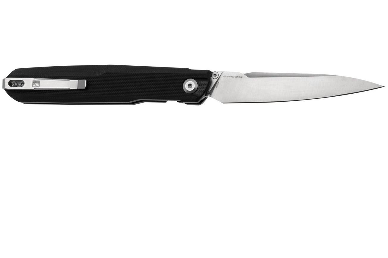 Real Steel G5 Metamorph Button Lock 7831B Satin 14C28N, Black G10, zakmes, Ostap Hel design