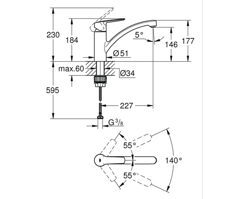 Grohe Quickfix keukenkraan START chroom 32441002