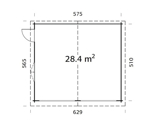 Palmako Roger dubbele garage, 28,4 m², zonder deur, 575 x 510 cm, dompelgegrond