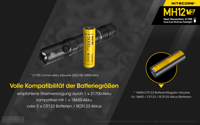 Nitecore Hybrid Taktische Taschenlampe MH12 V2.0