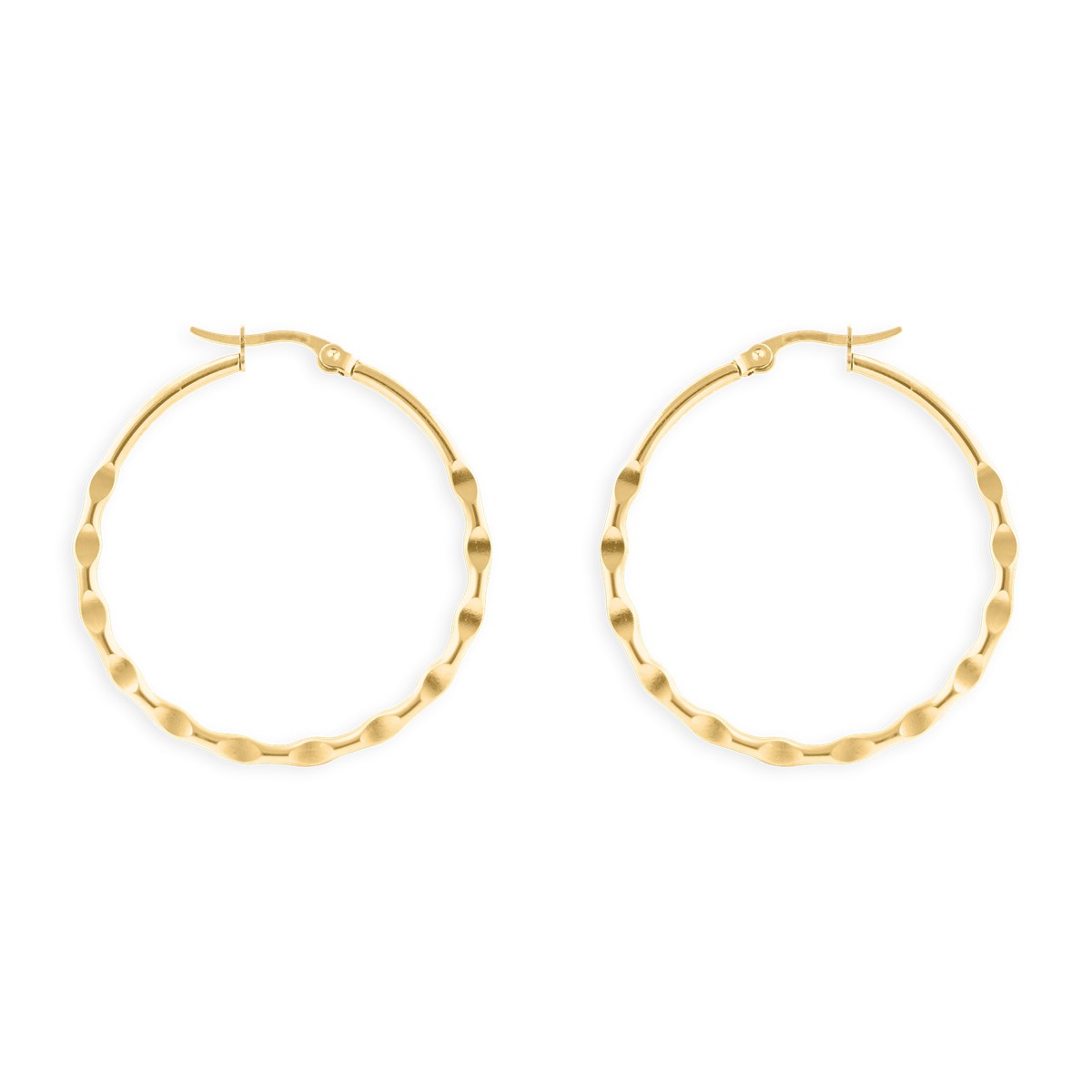 Boucles d'oreilles créoles acier plaqué jaune 3,3 cm