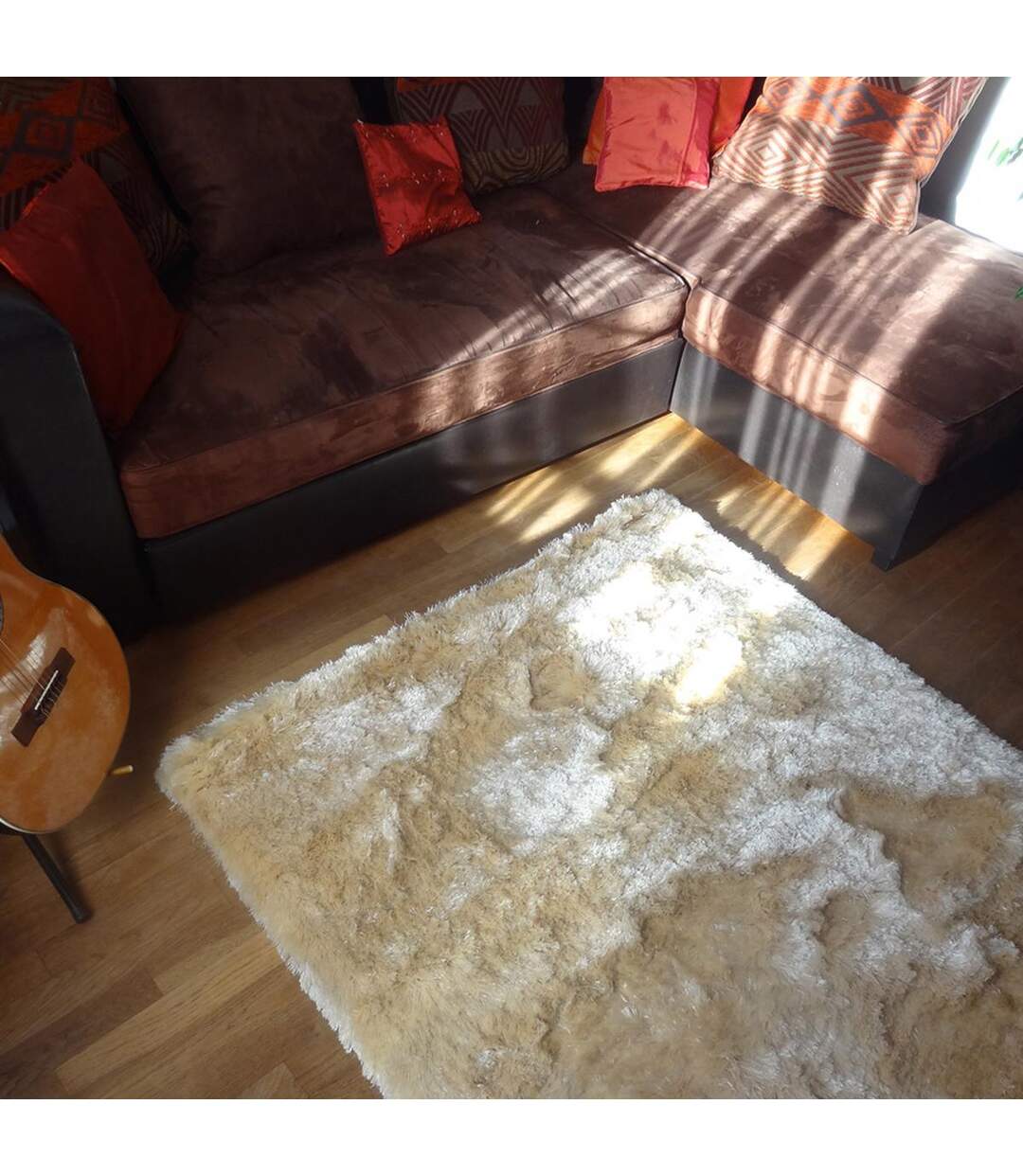 Tapis shaggy SG FIN en polyester doux et soyeux Fait main Care&Fair