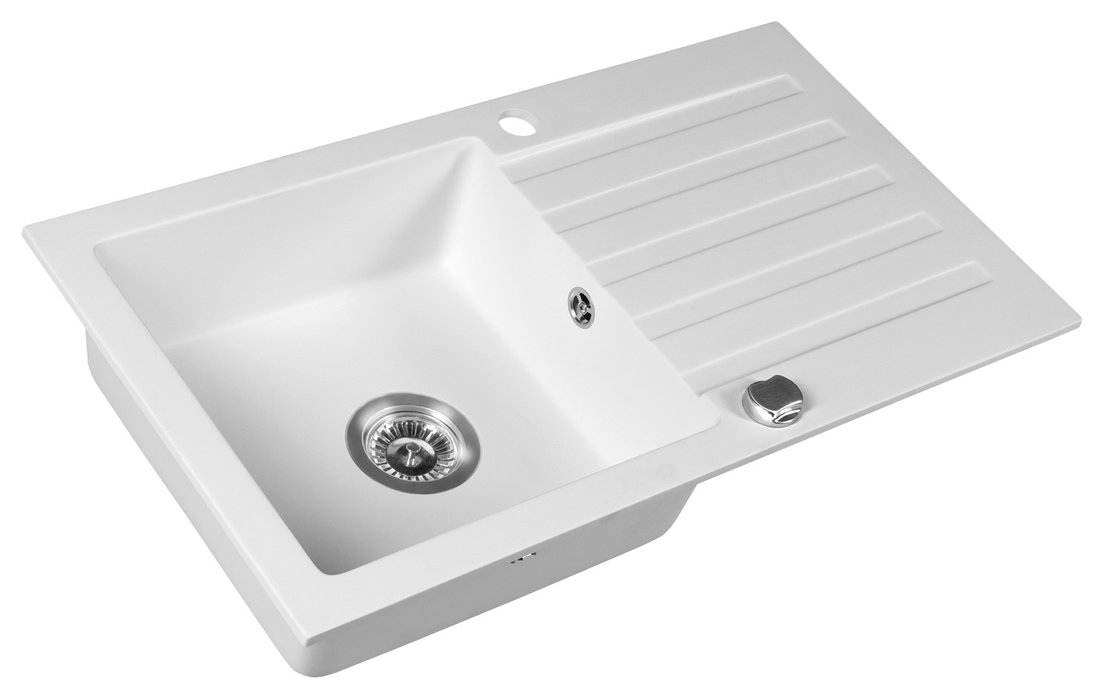 Sapho spoelbak 78x44cm met kraangat wit graniet