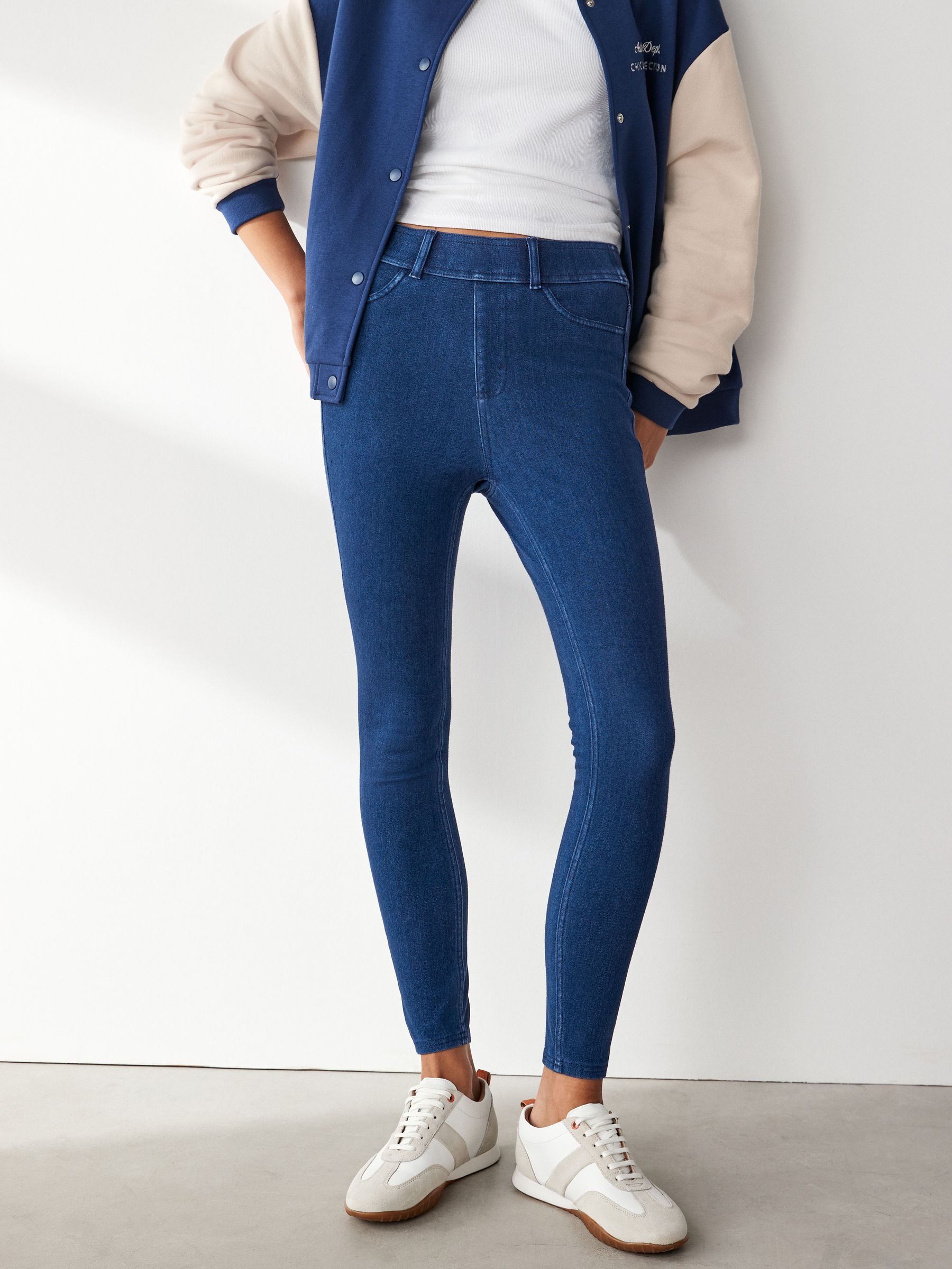 Zwart/Blauw - Set van 2 lange jersey denim leggings