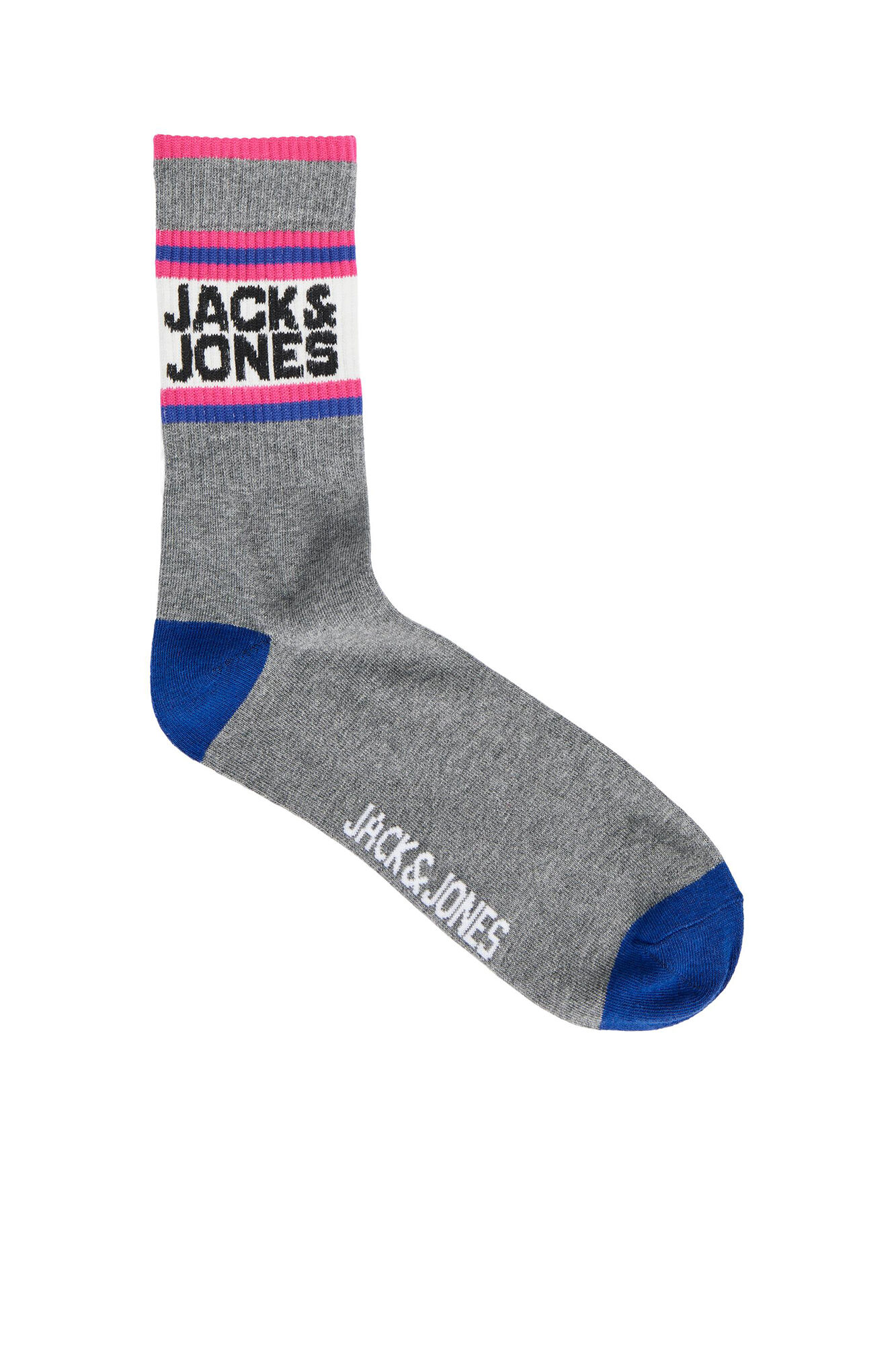 Pacote com 5 pares de meias altas com estampa esportiva listrada.