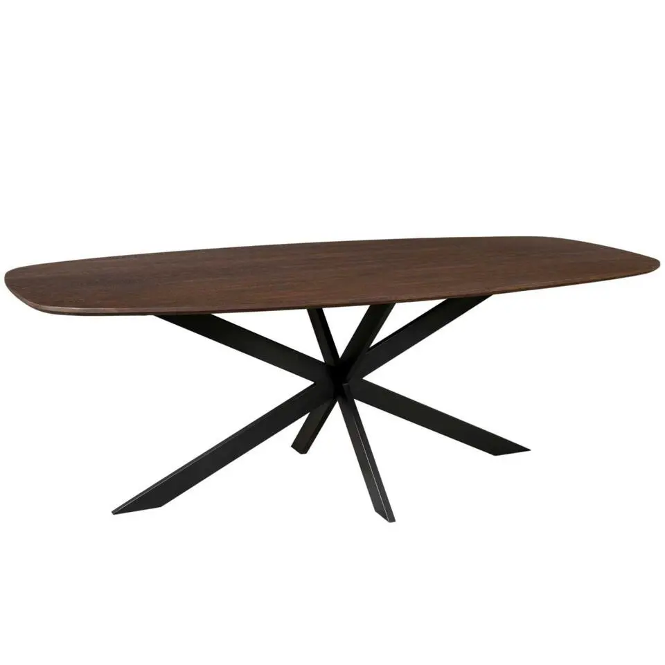 Eettafel Deens Ovaal Bruin Hout - 200x110x76cm - Ferris
