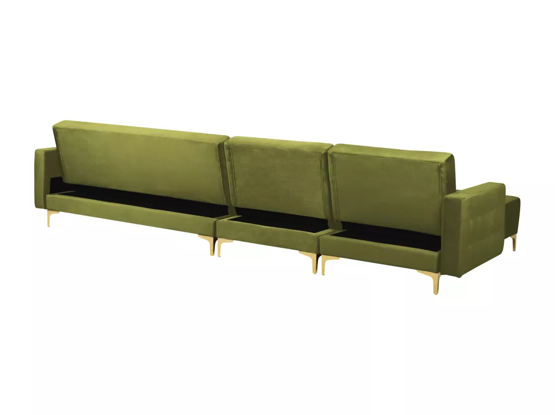 Canapé modulable côté droit en velours vert ABERDEEN