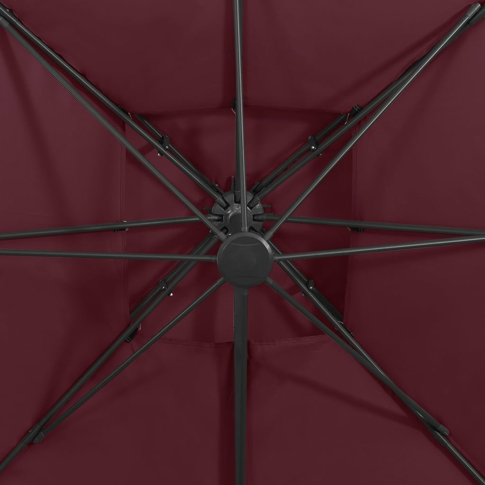 Parasol déporté à double toit 300 x 300 cm rouge bordeaux
