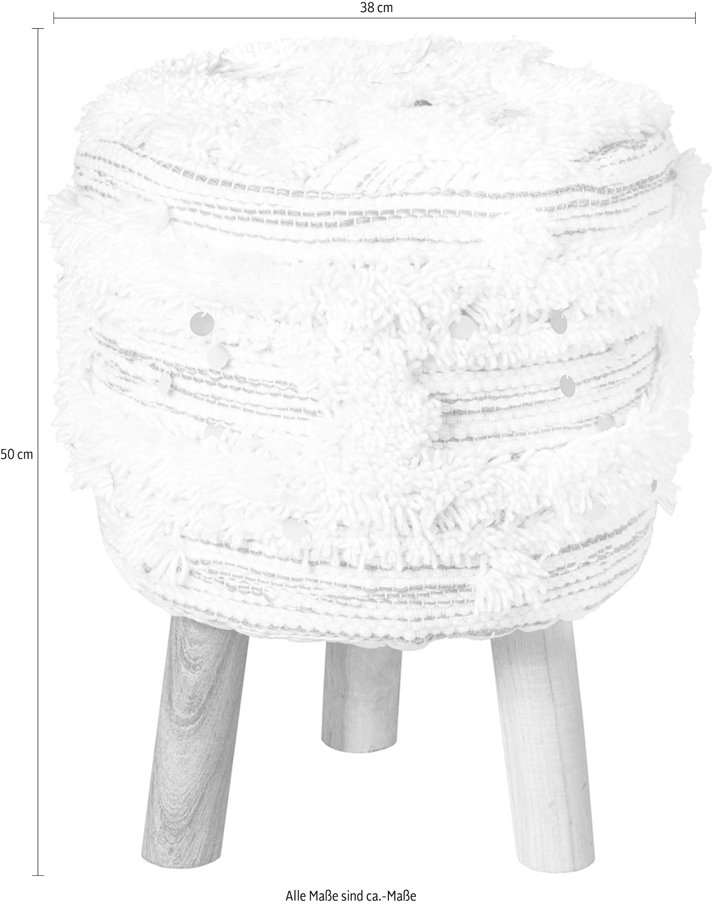 Kayoom Sitzhocker »Hocker Bohist 425, charaktergebende Strukturen mit Fransen und Quasten« 1 Stk. tlg. handgefertigtes Unikat, Boho-Style, gut kombinierbar