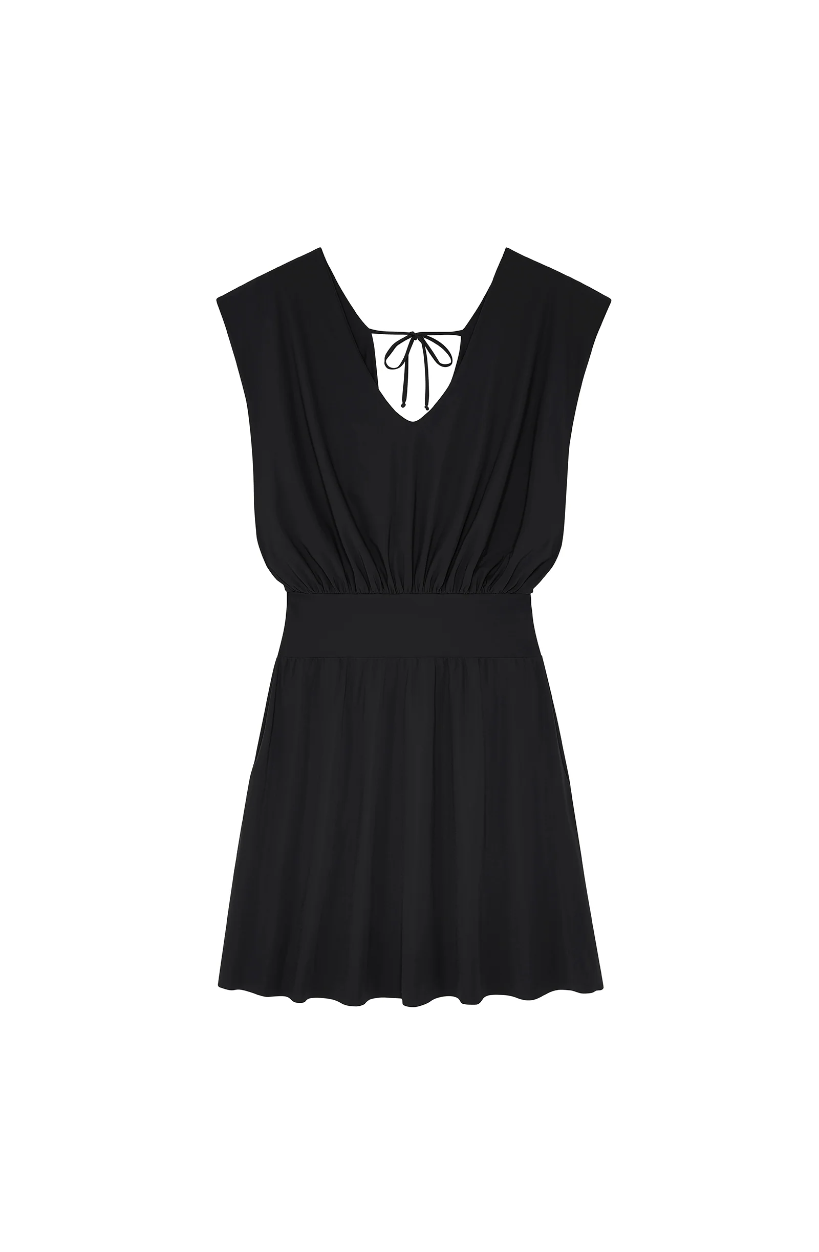 nola Robe courte en voile extensible décolleté V noir Noir