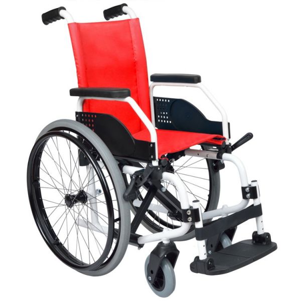 Orthos XXI Cadeira de Rodas Liga Leve Trânsito Liliput Light Cores (Texto) Vermelho Modelo Par de patins elevatórios Largura Assento Cadeiras 34 cm Rodas: Pneumática (Enchida com ar)
