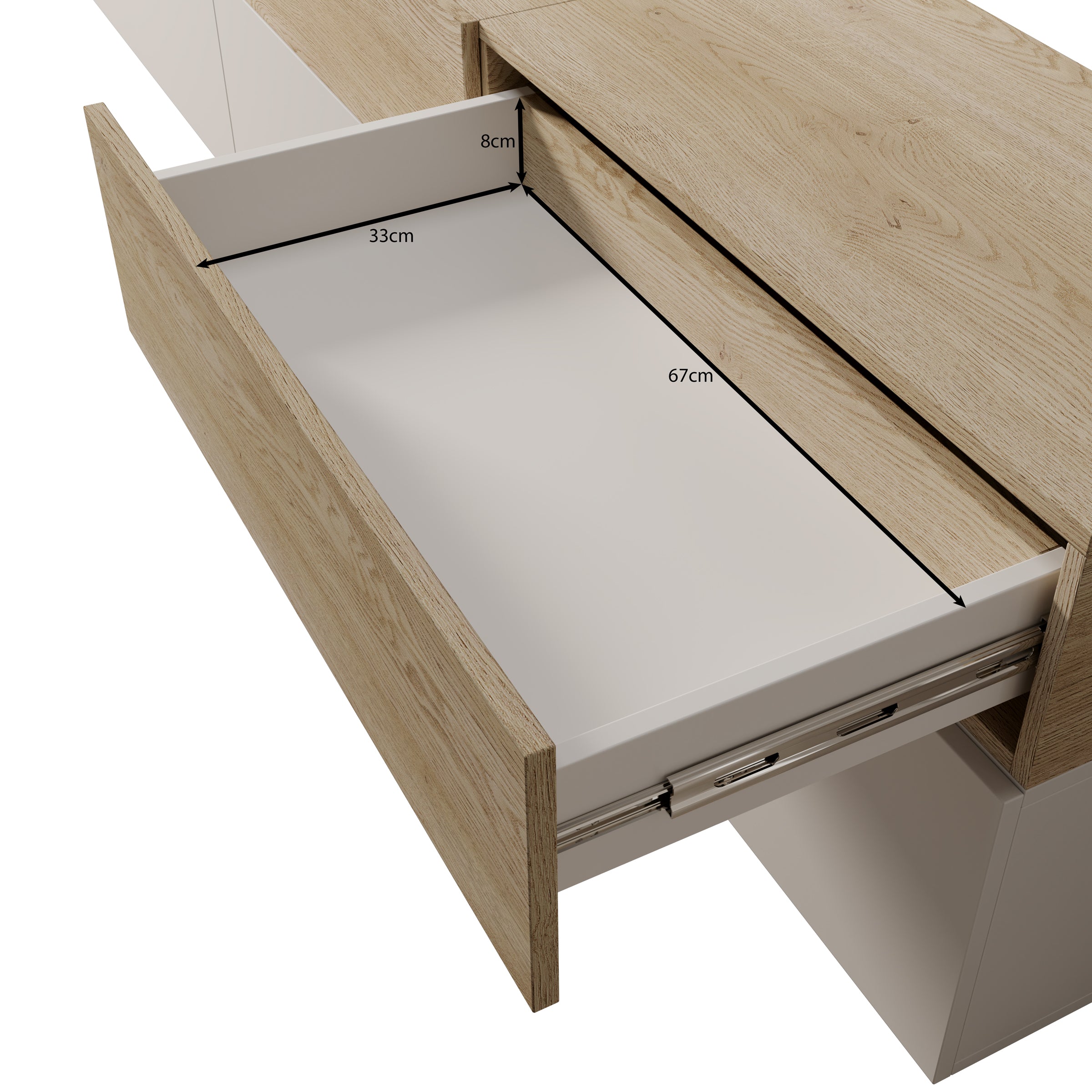 Nobu - Wandmeubel - Grijs/Eikenpatroon - 300x40x209 cm