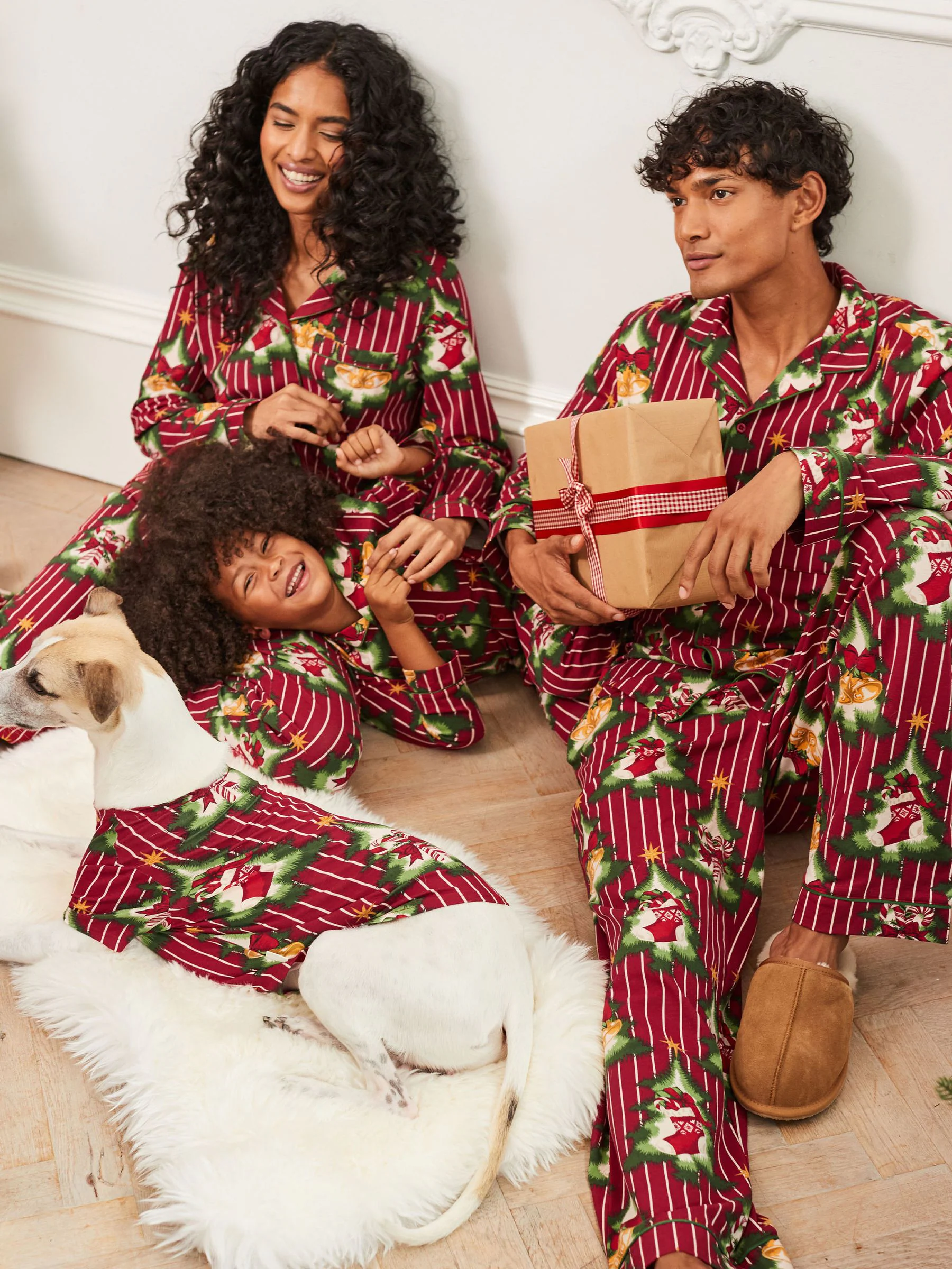 Chelsea Peers Cotton Christmas Tree Stripe Long Pyjamas Set
