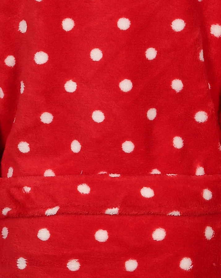 Fleece-Bademantel DOTS in rot