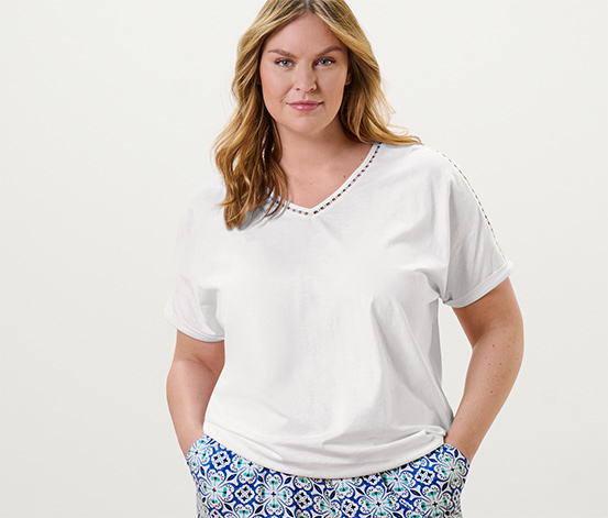 Blusenshirt mit Crochet-Tape, weiß