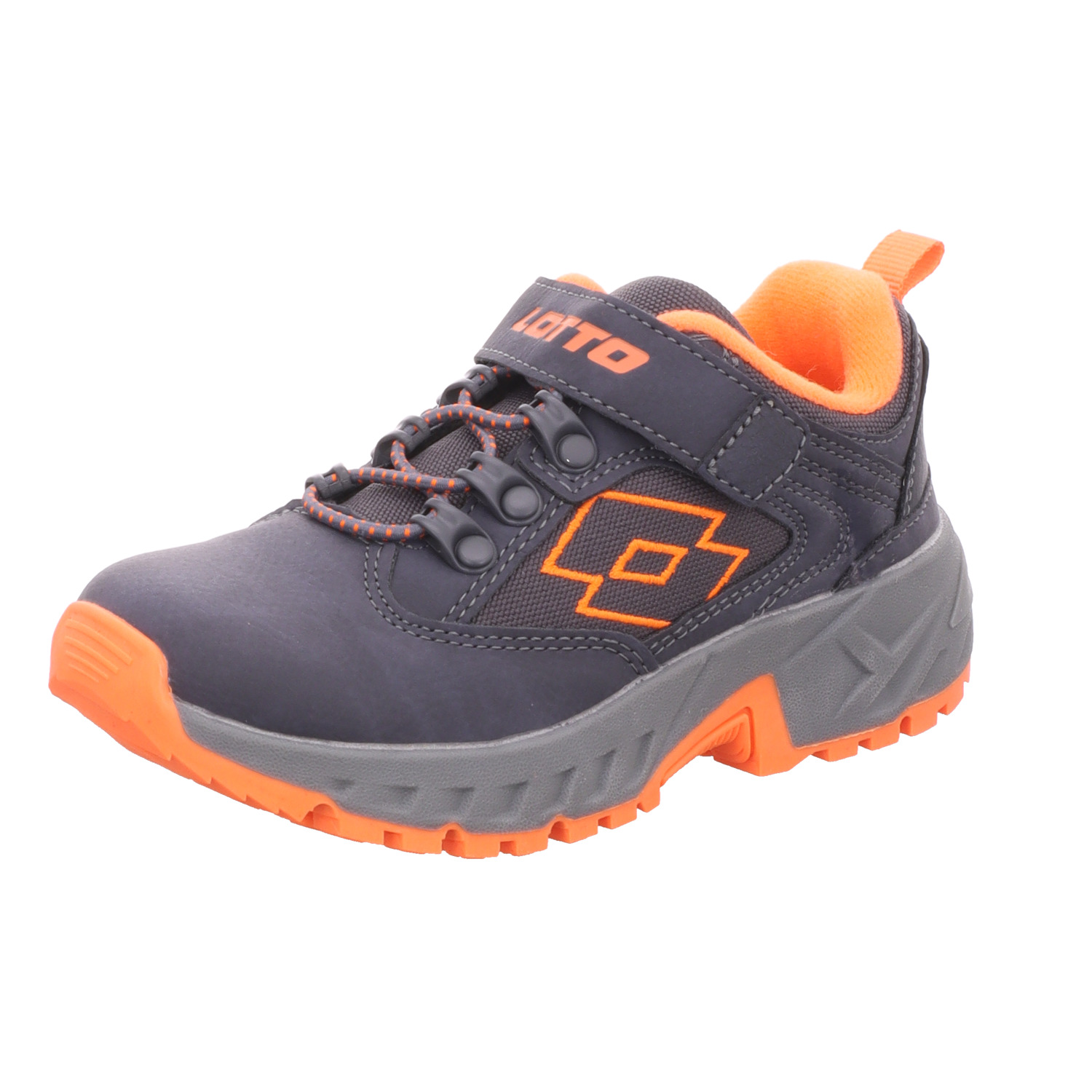Lotto Lifes Kinder-Jungen-Sneaker-Slipper-Klettschuh WOODLARK K Blau-Grau-Orange