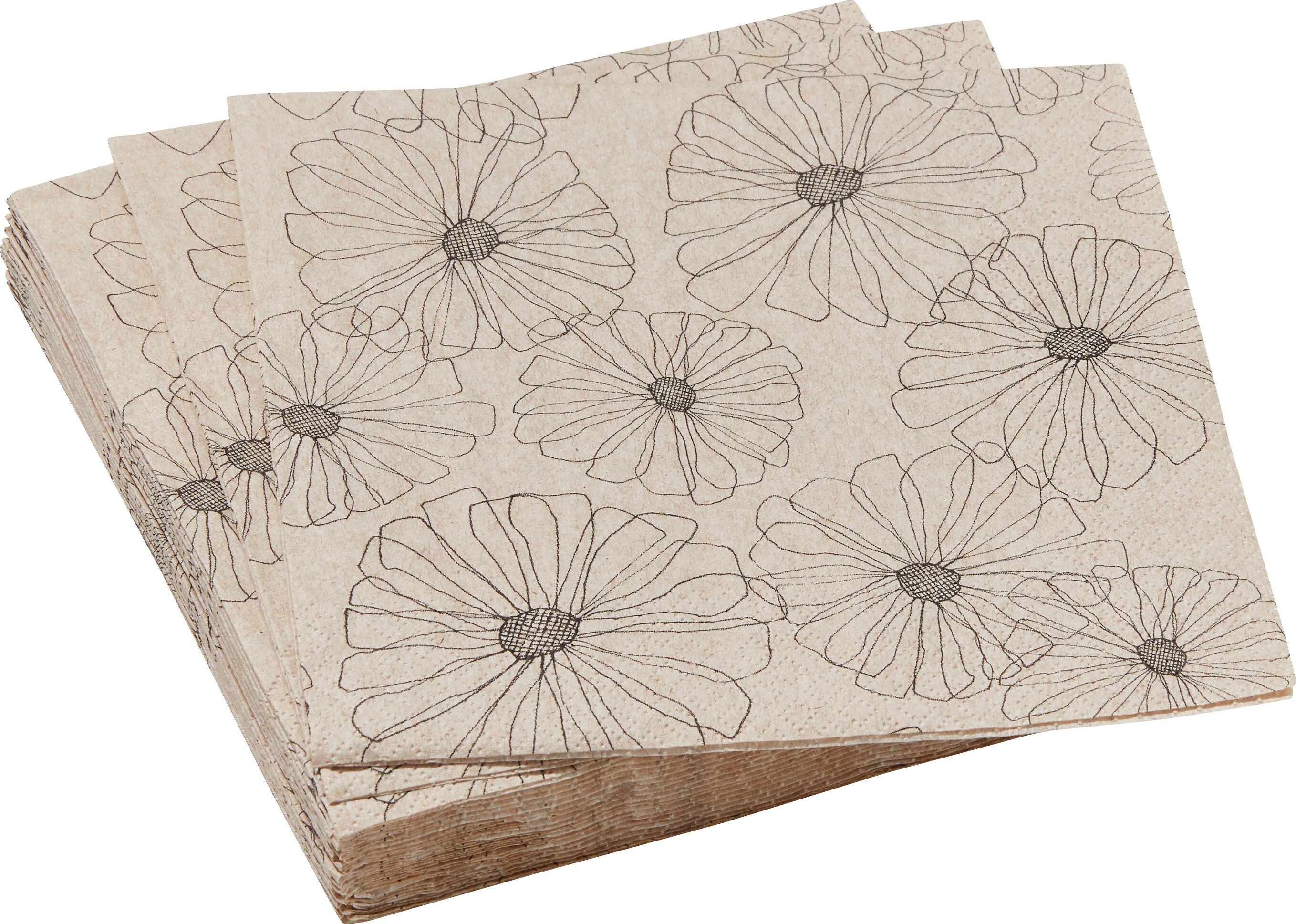 IDA Papierservietten - Natur, Schwarz / B: 33.0 cm x T: 33.0 cm x H: 0.1 cm