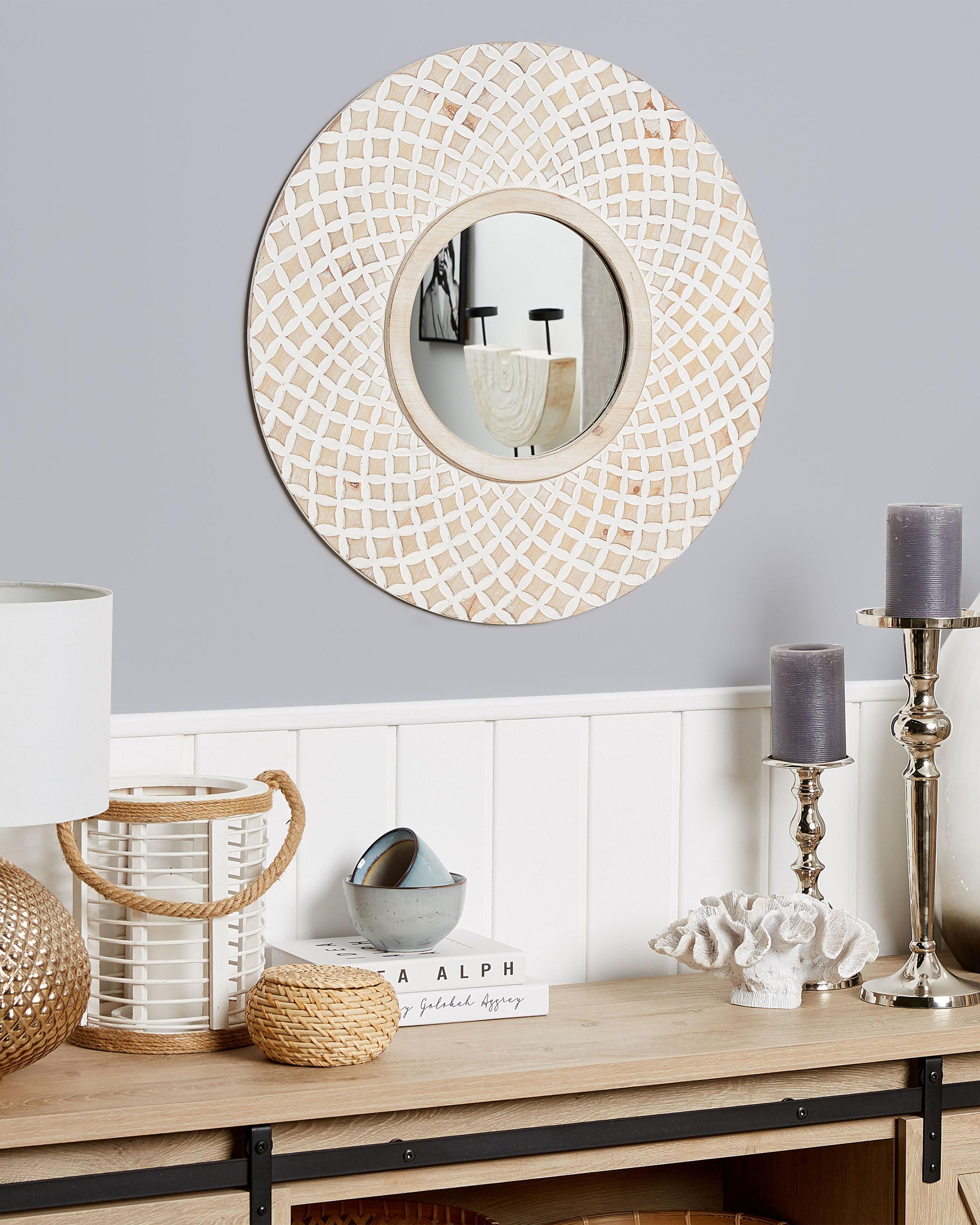 Wandspiegel POMARO 60 cm 60 cm Dennenhout Lichtbruin