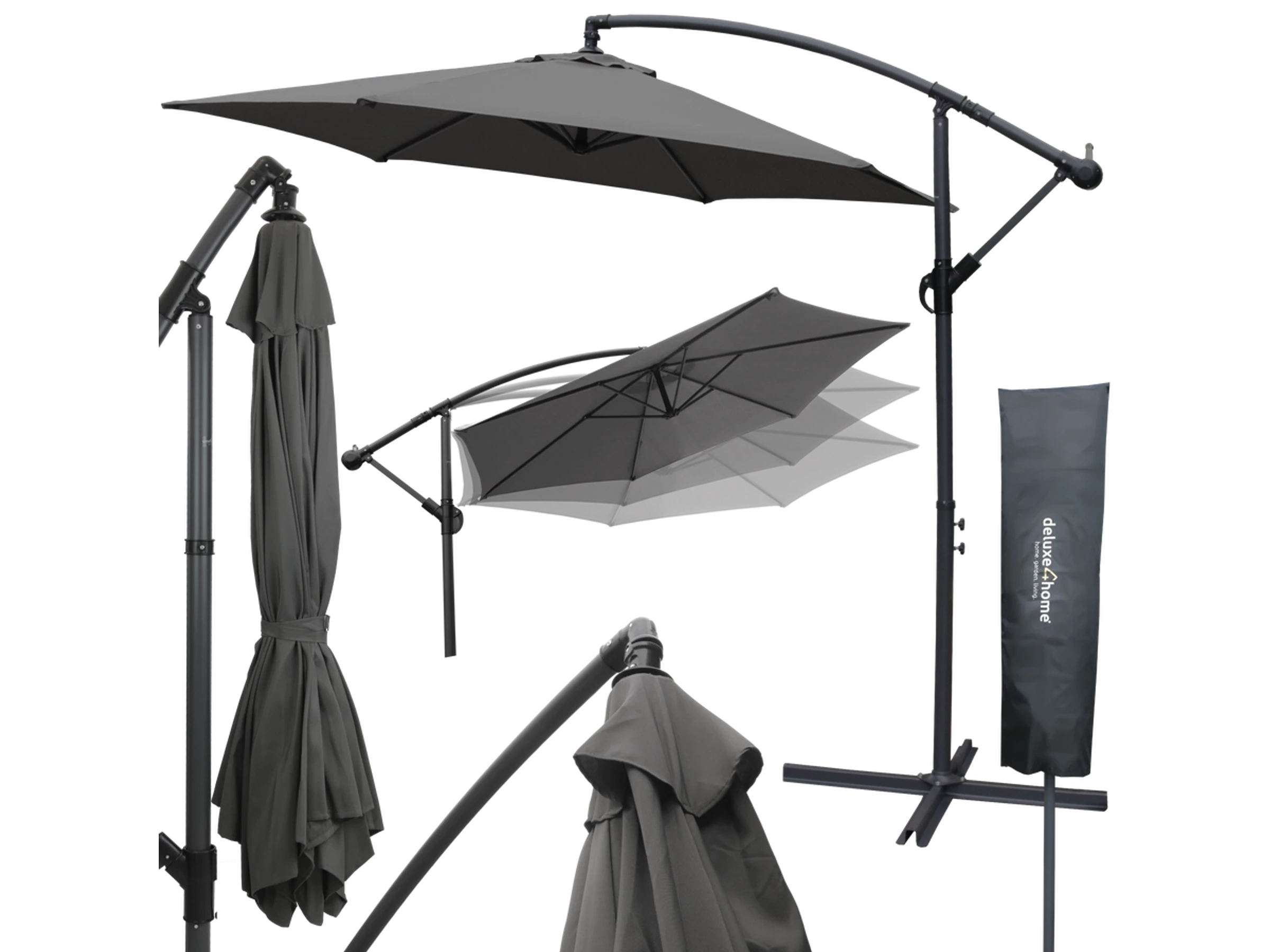deluxe4home Sonnenschirm Ampelschirm mit Ständer Durchmesser 270cm Anthrazit