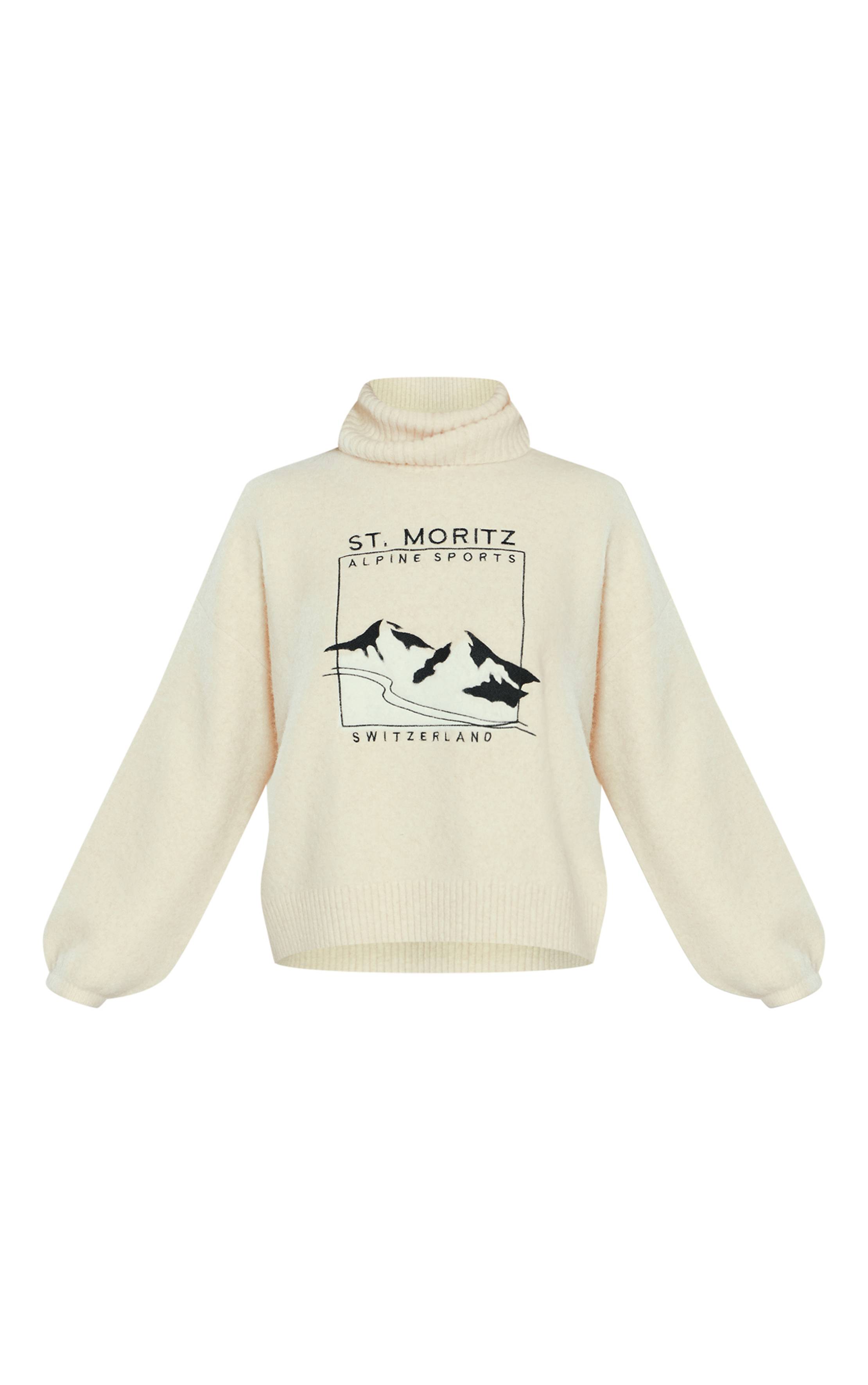 Crème Synthétiquell Col Roulé En Maille Moritz À Slogan