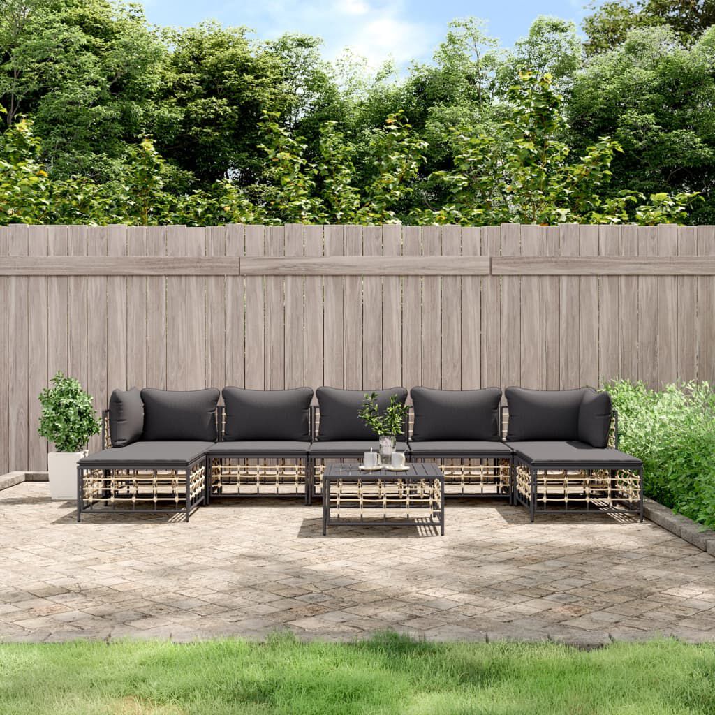 vidaXL 8-delige tuinloungeset met kussens, antraciet