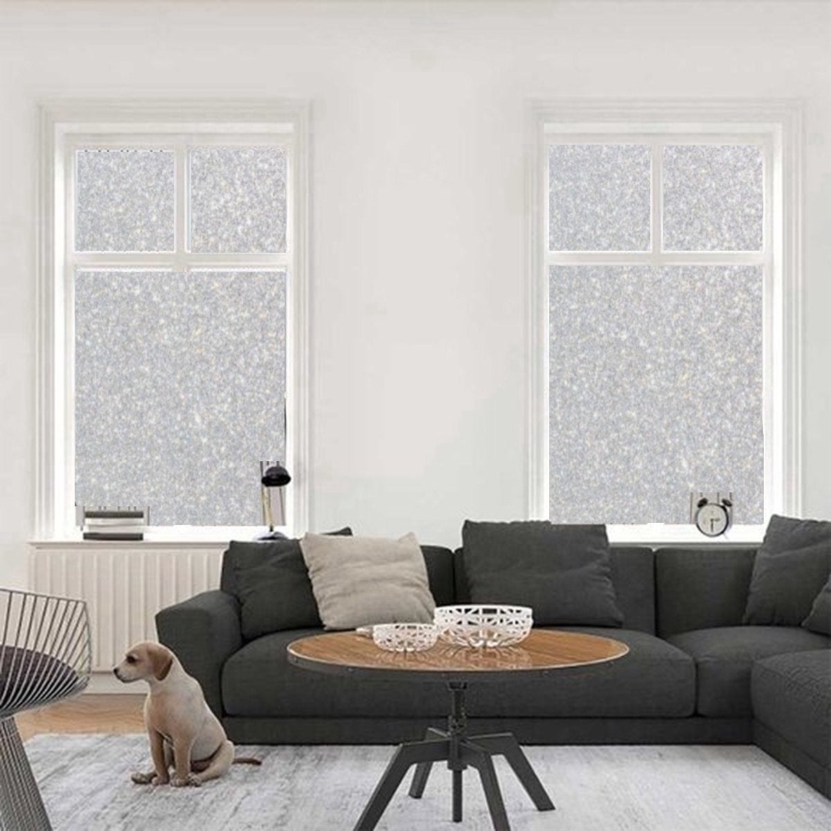 Simple Fix Raamfolie - Glitterfolie 45 x 300 cm - Privacy Raamfolie, Isolatiefolie - Ondoorzichtige Zelfklevende Raamfolie - Glitter