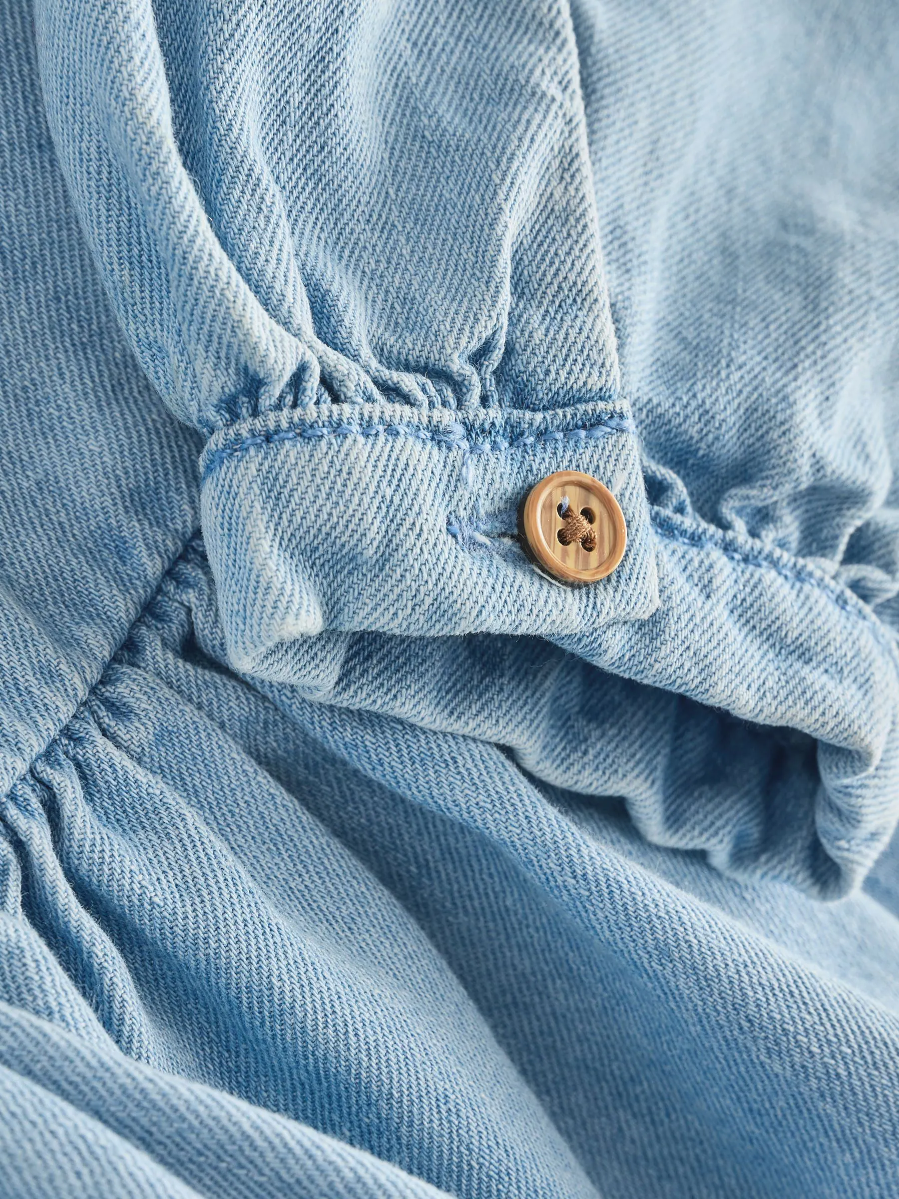 Blauwe denim - Blouse met lange mouwen en kraag (3-16jr)