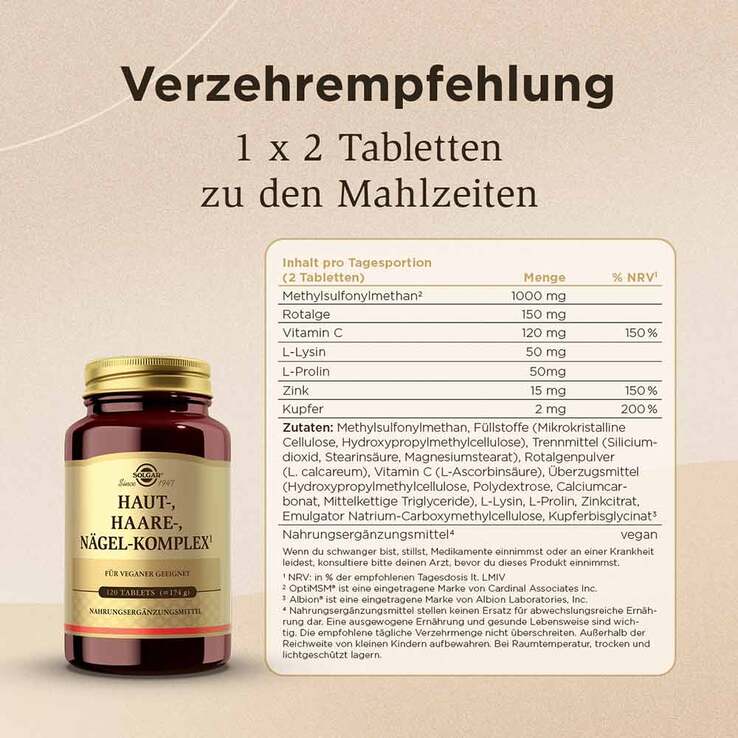 Solgar Haut Haare Nägel Komplex Tabletten, 120 St