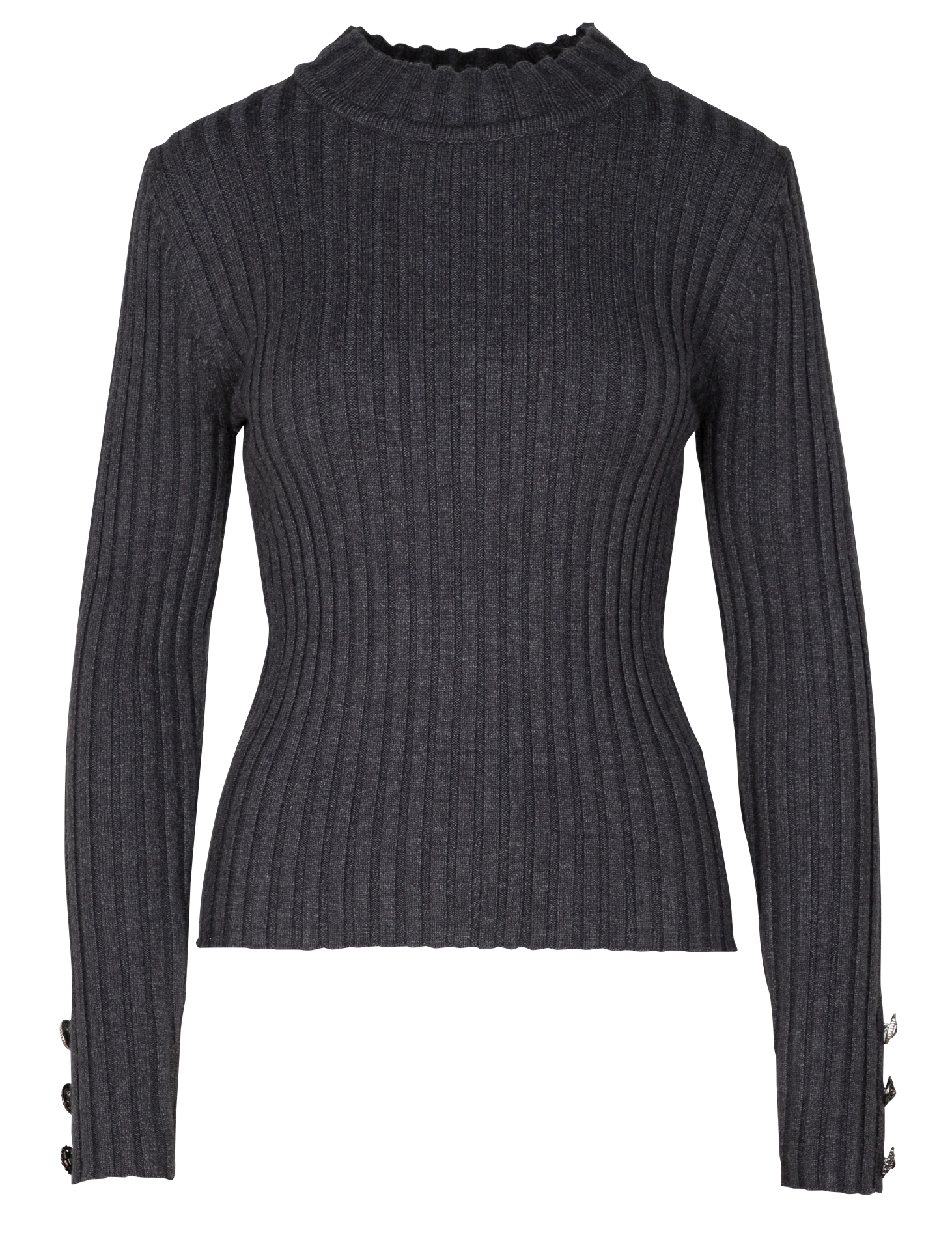 MCEZE - Pull col montant côtelé | Gris