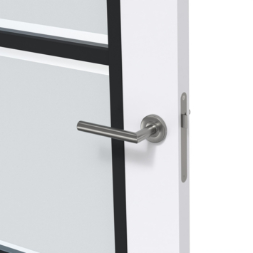 Arne & Bodil binnendeur ABB103 mat glas met blanke rand - extra wit afgelakt - glaslat diep zwart