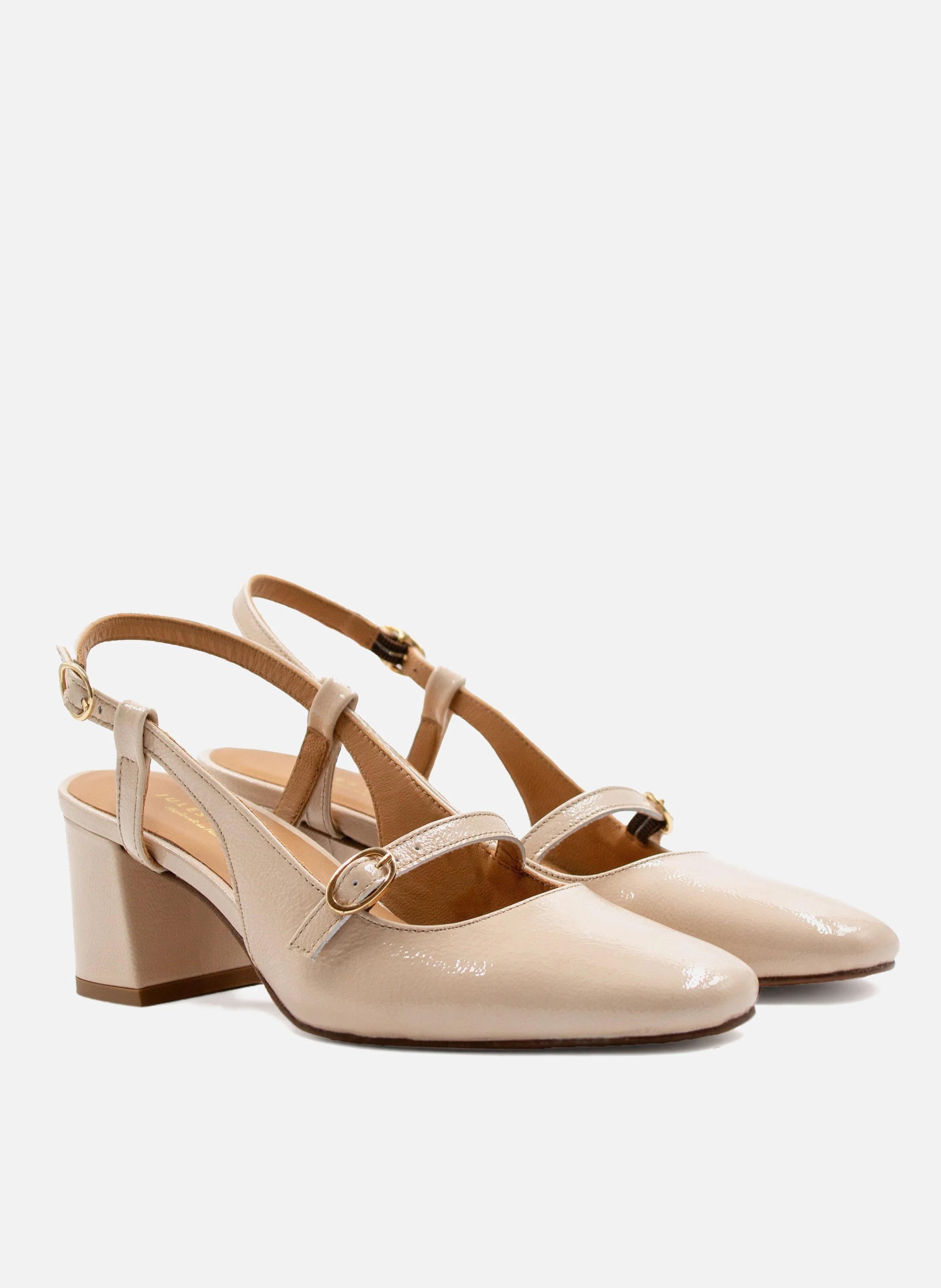 Escarpins slingback cuir vernis | Blanc