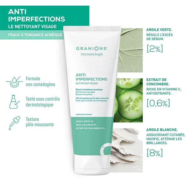 GRANIONS Sabonete Facial Anti-Imperfeições - Hidrata e Purifica - Anti-Acne 150g