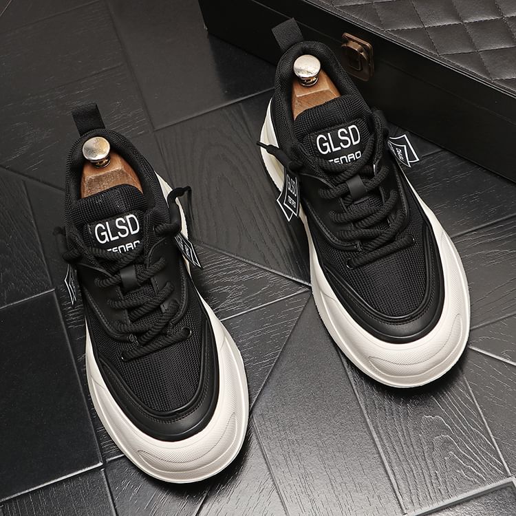 Mr Ozera - Platform Plain Lace Up Sneakers