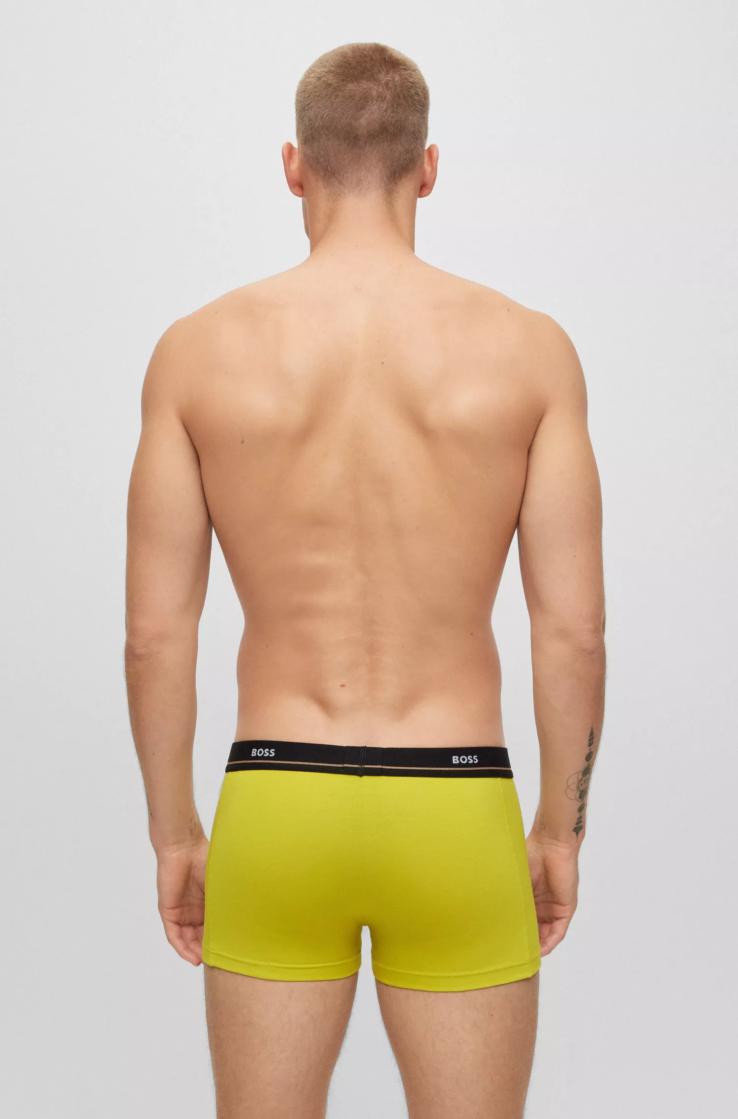 BOSS Black - Pacote com cinco cuecas boxer de algodão elástico com cós com logotipo.