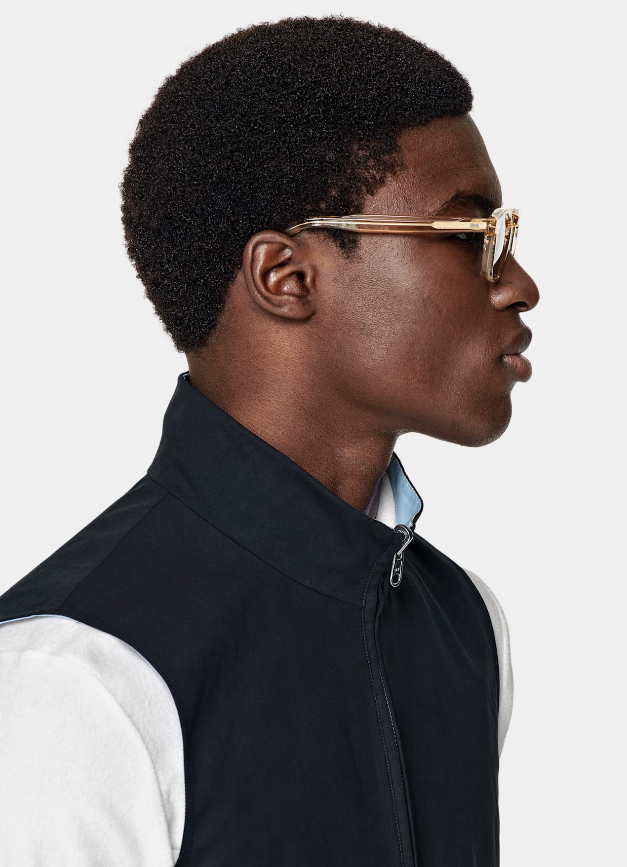 Veste sans manches réversible bleu marine et bleu clair