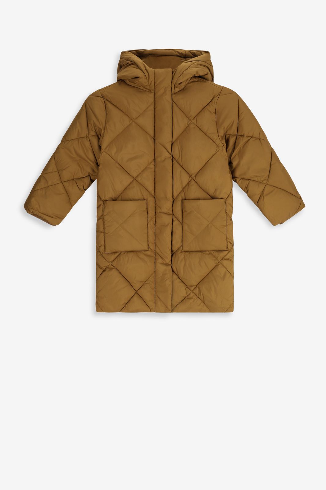 Khaki lange puffer jas