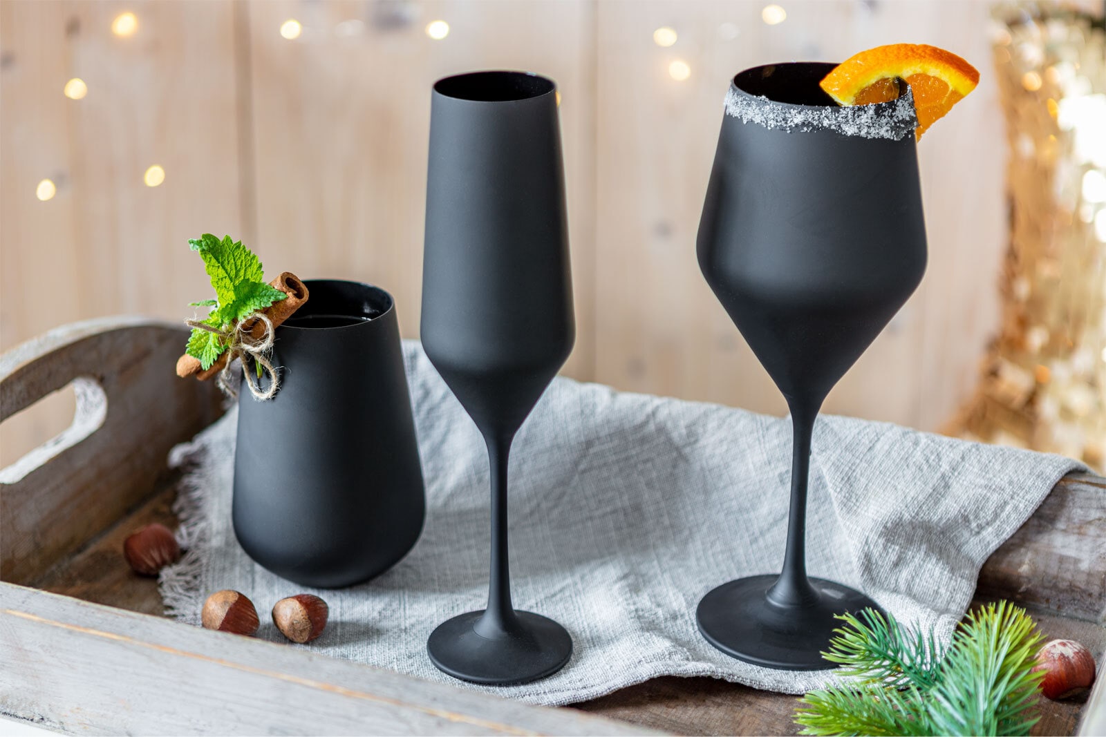 BOHEMIA SELECTION Weinglas JANE 6er Set schwarz