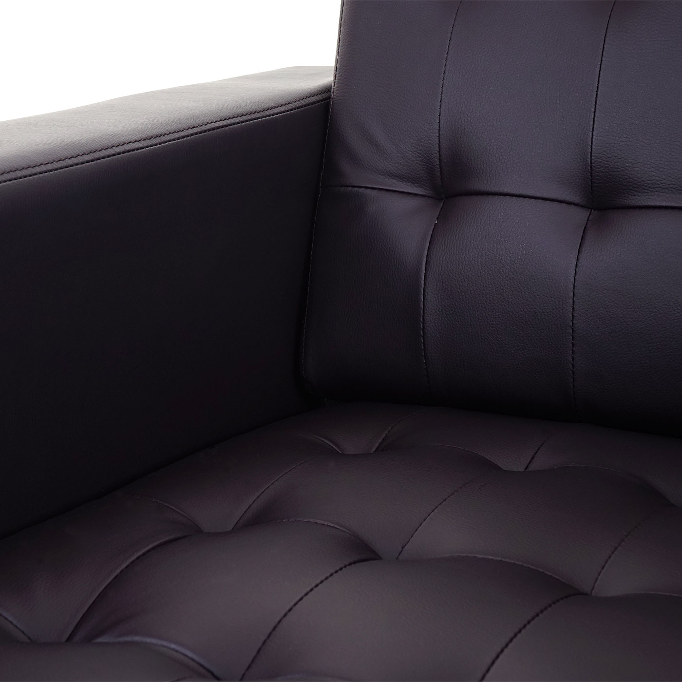 3-1-1 Sofagarnitur Pori, Couch Loungesofa Kunstleder, Metall-Füße ~ coffee