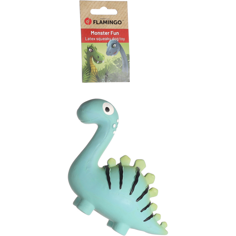 Jouet dinosaure vert en latex hauteur 13.5 cm pour chien