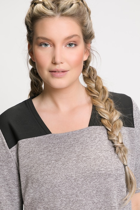 T-Shirt, Mesh-Schulter, Caree-Ausschnitt, Halbarm