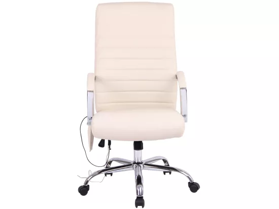 Chaise de bureau - Similicuir & Métal chromé - Crème - Valais