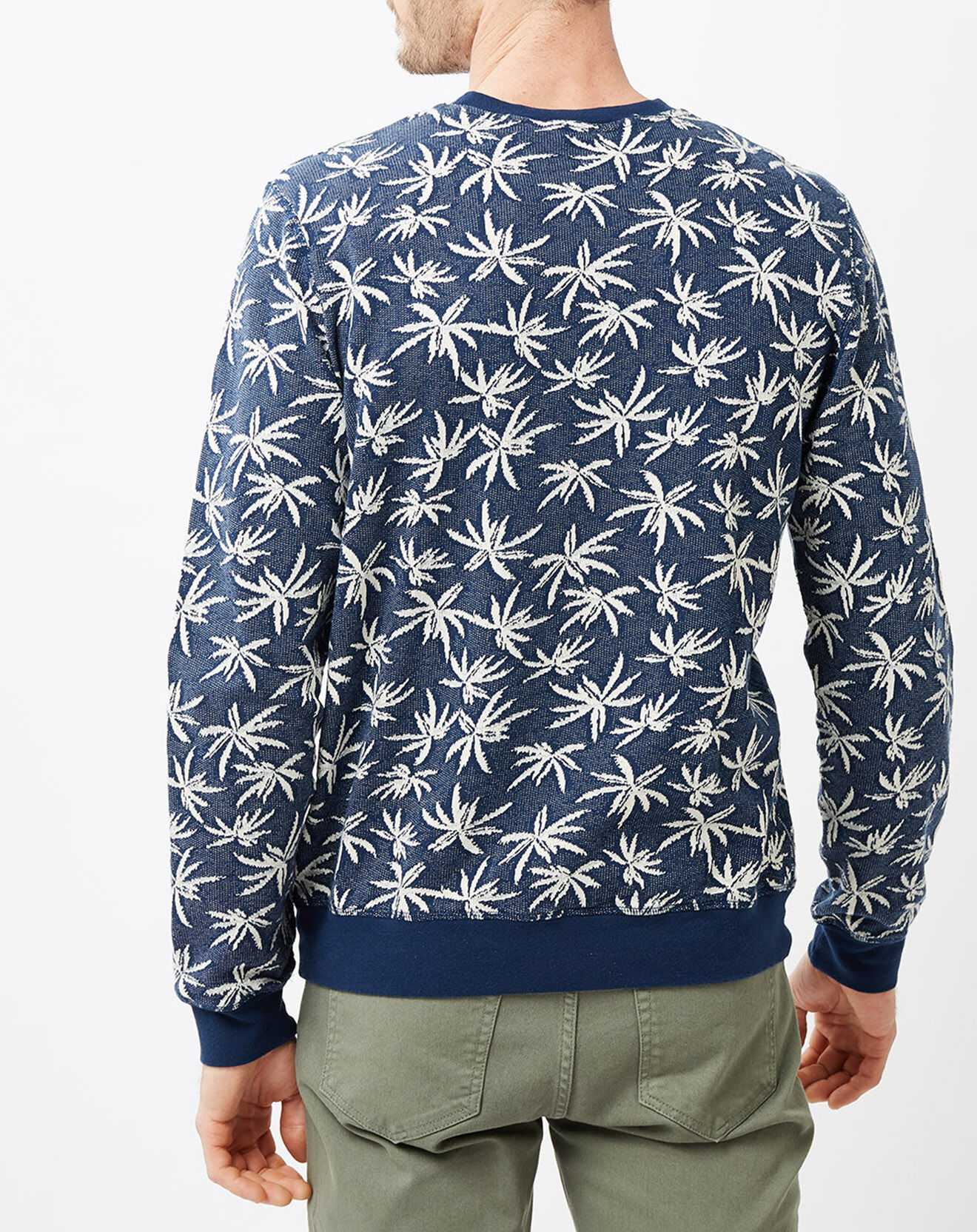 Hartford Sweat Crew imprimé indigo/blanc