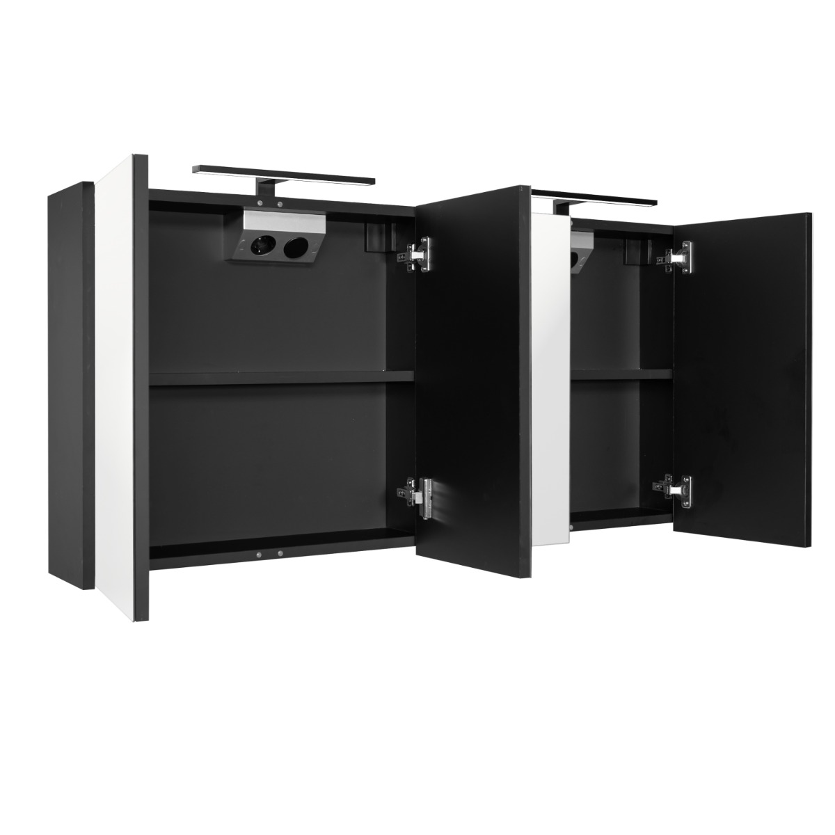 Best Design Happy spiegelkast met verlichting 120x60cm zwart mat