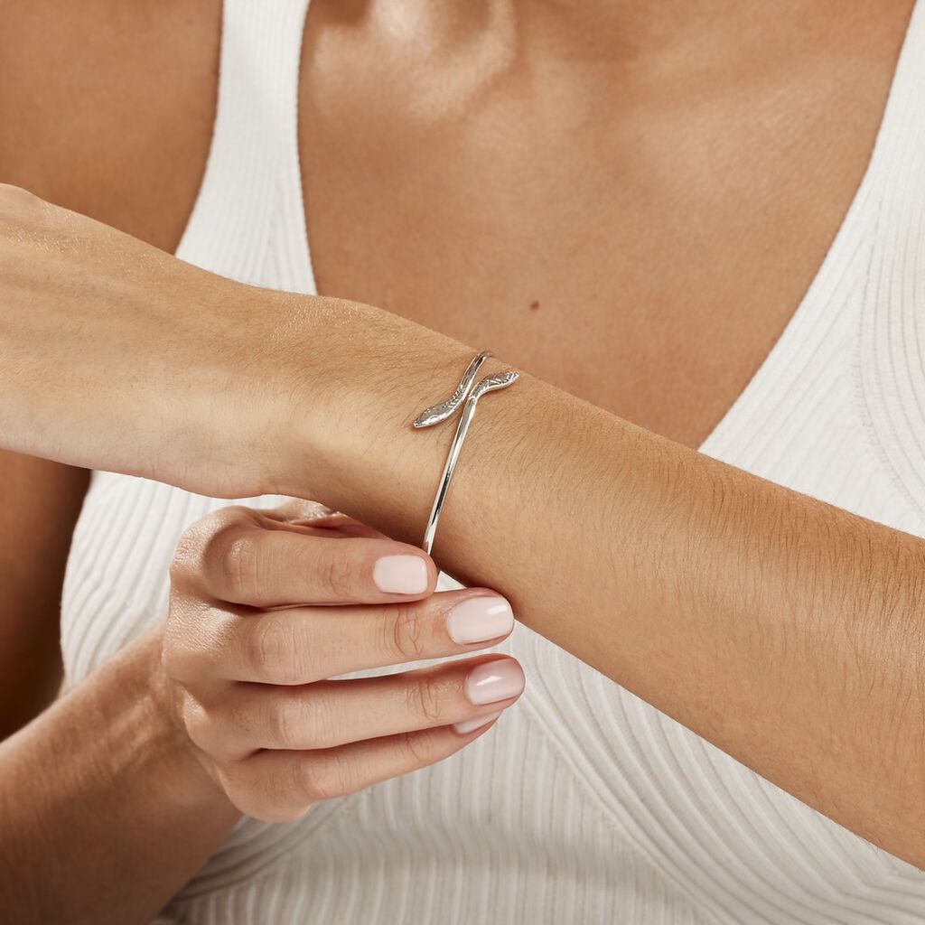 Bracelet Jonc Maisha Argent Blanc