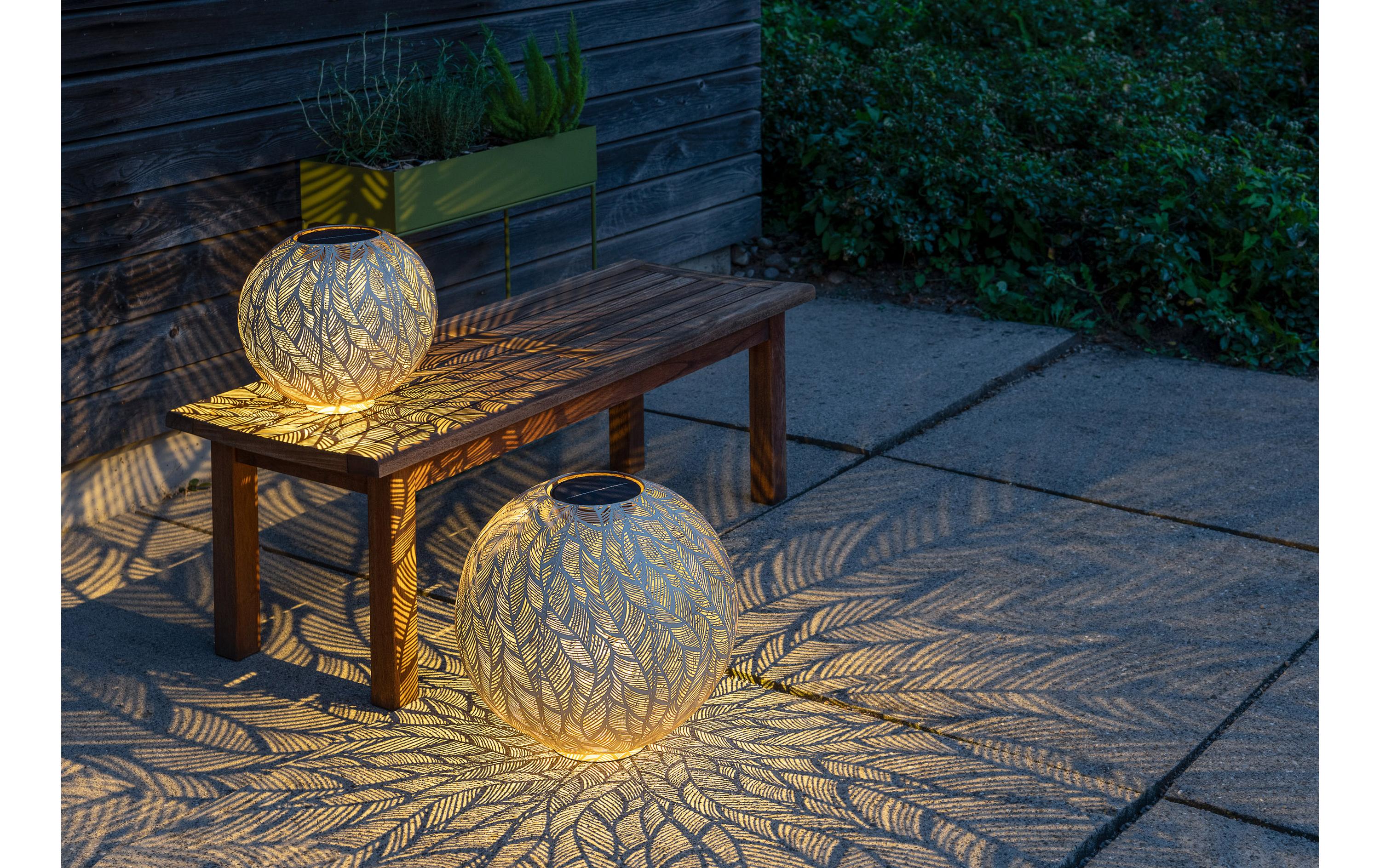 Windlicht Solar Antic Ball Julia, Ø 30 cm, Alt Weiss/BeigeSolarleuchte zum Aufstellen