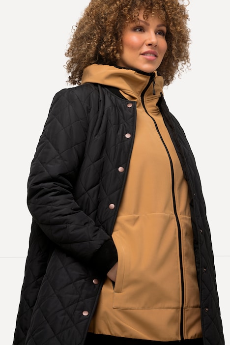 2-in-1-Steppjacke, extra Softshelleinsatz, Strickkragen